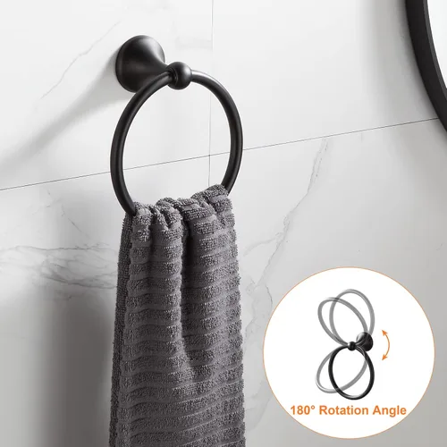 Miniatura 4 de BGL Juego de accesorios de baño Negro mate Barras de toallas de baño ajustables y expandibles Accesorios de baño Juego de toalleros 8 piezas Montaje
