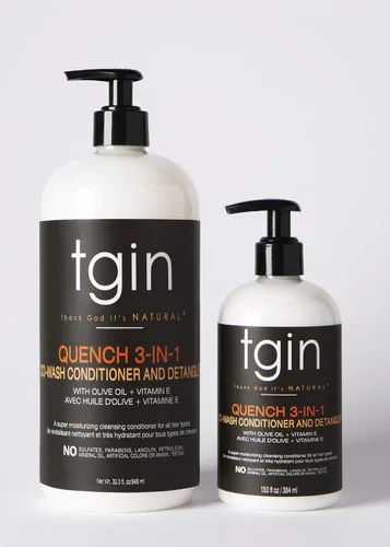 Miniatura 2 de tgin Quench - Acondicionador y desenredante 3 en 1 para cabello rizado que limpia y suaviza, productos ligeros para el cabello rizado con manteca