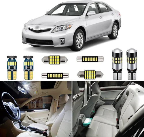AUTOGINE Kit de 13 luces LED blancas interiores para Toyota Camry 2007 2008 2009 2010 2011 superbrillantes 6000K bombillas LED interiores paquete +