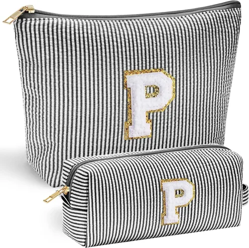 Miniatura 40 de YOOLIFE Regalos del Día de la Madre para mujeres, bolsa de maquillaje con inicial, bolsa de cosméticos, bolsa de maquillaje de viaje, regalos Rosado