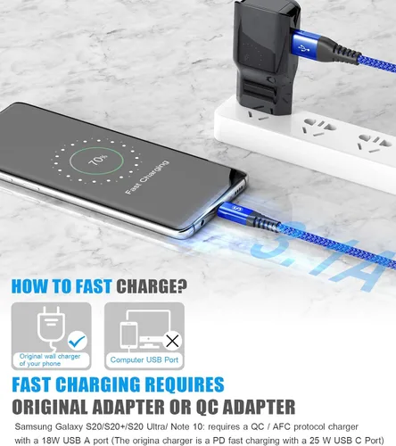 Miniatura 4 de sweguard Cable USB a USB C [2 unidades, 3.3 pies] de nailon trenzado USB A a tipo C, cable de carga rápida para iPhone 17, 16, 15 Pro Max, Samsung