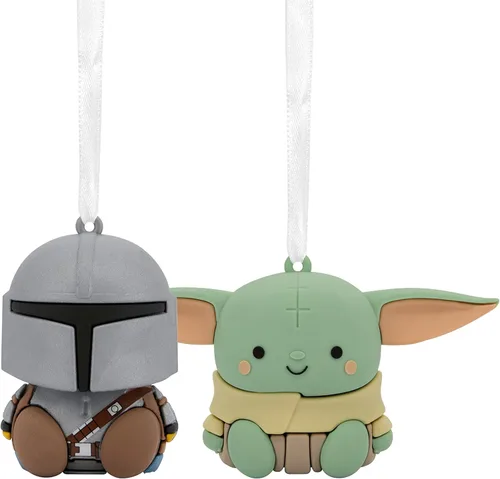 Hallmark Better Together Star Wars: The Mandalorian and Grogu - Adornos magnéticos de Navidad, juego de 2, inastillables