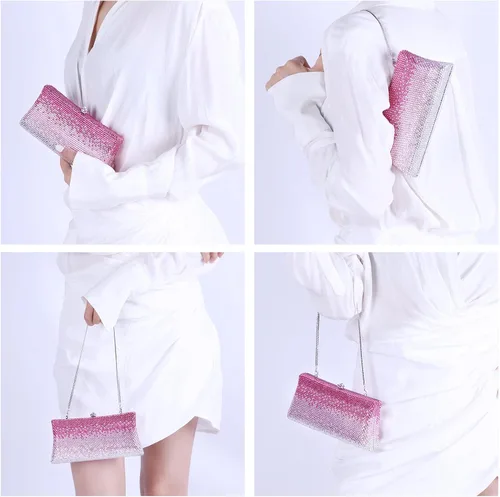 Miniatura 2 de Evevictor Bolso de mano bolso de noche bolsa de dinero rosa degradado para Halloween fiesta cita y Navidad Rosado