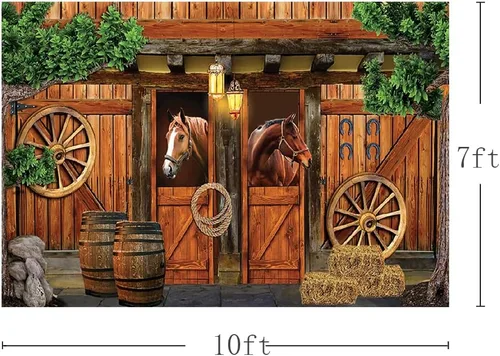 Miniatura 3 de MEHOFOND Telón de fondo estable de 7 x 5 pies, diseño de caballo vaquero del oeste de Texas, ruedas de baby shower, Mews, fondo de fotografía