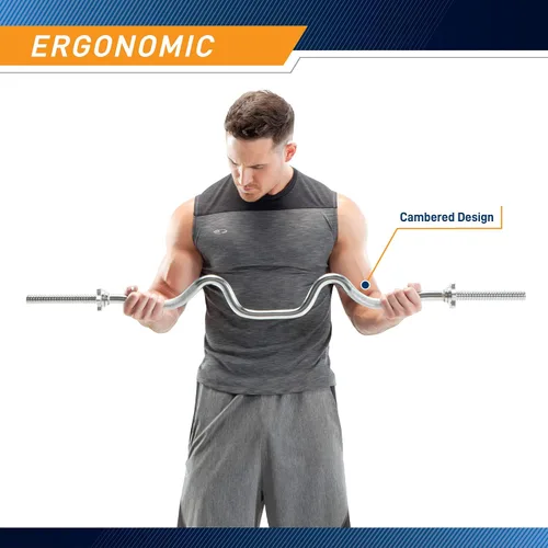 Miniatura 5 de Marcy Barra de rizo estándar de 1 pulgada con collares de bloqueo giratorio, levantamiento de pesas, entrenamiento de fuerza, accesorio de gimnasio