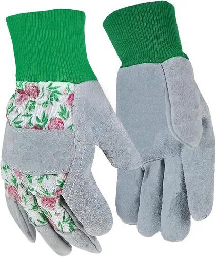 Guantes de cuero de jardinería para mujeres trabajadoras, agarre fuerte, guantes a prueba de espinas antideslizantes (verde)