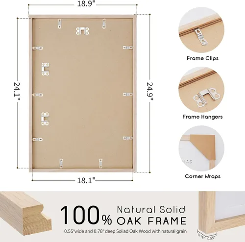 Miniatura 3 de Puthiac Marcos de fotos de madera de roble de 18 x 24 pulgadas, marcos de póster de 18 x 24 pulgadas para pared (paquete de 3, beige)