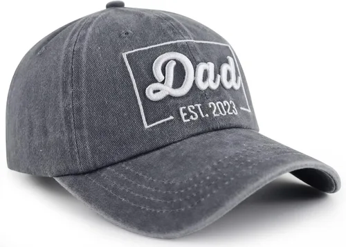 Miniatura 3 de SHANVANKE Funny Dad Est 2023 - Gorra de béisbol para hombre, ajustable de algodón lavado bordado en 3D