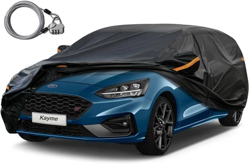Miniatura 15 de Kayme Funda impermeable para automóvil sedán, para todo tipo de clima, con cerradura y cremallera, protección contra la lluvia solar UV al aire