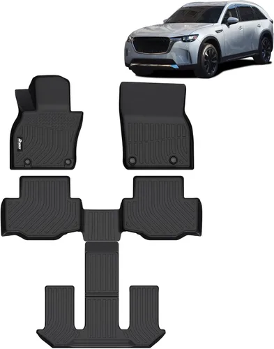Miniatura 21 de FREEMOTOR802 Compatible con Ford Maverick 2.5L híbrido 2022-2025, alfombrillas de piso negras moldeadas en 3D, protección para 1ª y 2ª fila