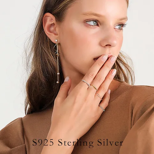 Miniatura 2 de Ursilver Anillo giratorio de plata de ley S925 para mujeres, anillo de ansiedad, anillo para aliviar el estrés con cuentas, anillo fidget, plata