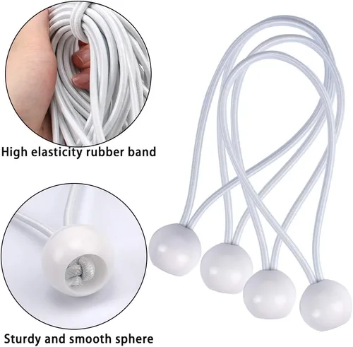 Miniatura 4 de AOPRIE Paquete de 30 bolas elásticas de 6 pulgadas de color blanco, resistentes a la intemperie, correas de amarre resistentes a la intemperie