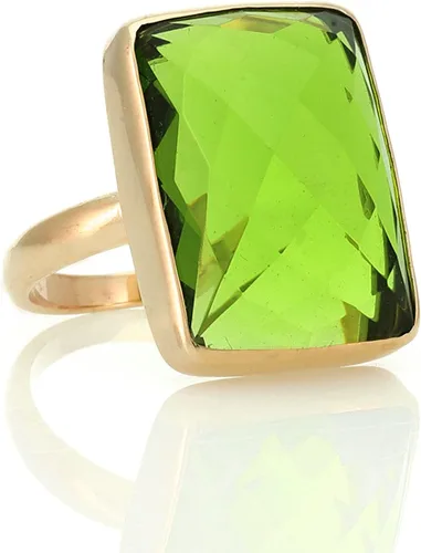 Miniatura 8 de Juego de bisel anillo rectangular de peridoto Joyería llena de oro Anillo de piedra natal de agosto para mujer