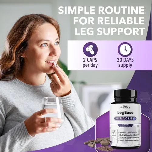 Miniatura 6 de Real Science LegEase Miracle - Suplemento completamente natural para el alivio del síndrome de piernas inquietas y calambres en las piernas