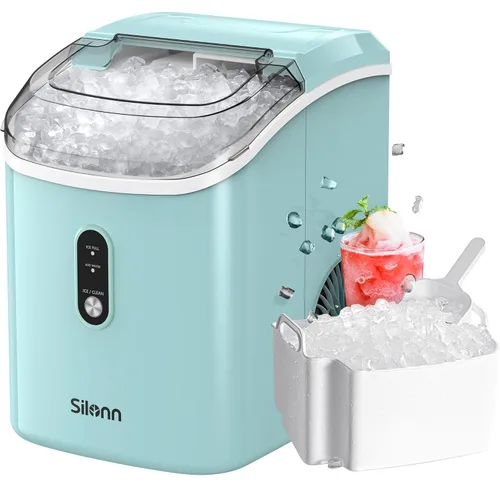 Máquina de hielo Nugget para encimera, máquina de hielo de pellets masticables con función de autolimpieza, máquina de hielo portátil de guijarros