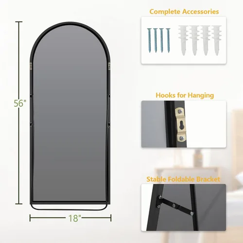 Miniatura 7 de MELOMOIR Espejo arqueado de cuerpo entero, 56"x18" espejo de piso, espejo independiente apoyado o colgante, para sala de estar, dormitorio