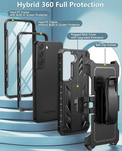 Miniatura 6 de FNTCASE Funda Protectora para Samsung Galaxy S22: Protección de Grado Militar Resistente Funda Anti-Caídas con Funda de Clip para Cinturón y Soporte