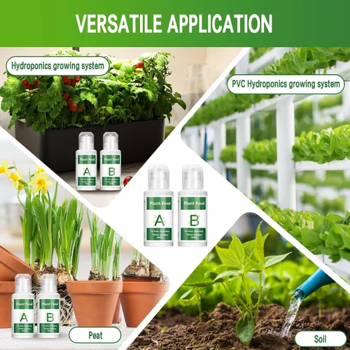 Miniatura 7 de Nutrientes hidropónicos, 27.1 fl oz de nutrientes hidropónicos A y B, nutrientes universales A & B para plantas de interior para un crecimiento