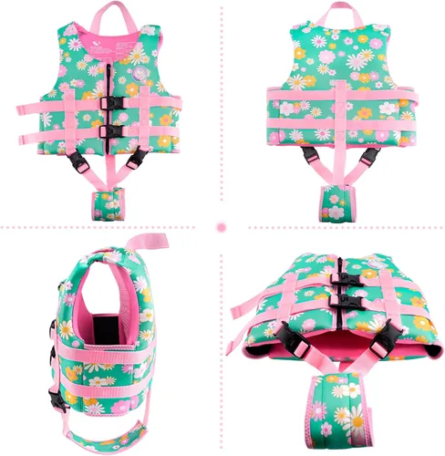 Miniatura 2 de Pottwal Chaleco de natación para niños - Chaqueta de natación - Hecho de neopreno y EPE - con correa ajustable en la entrepierna Verde