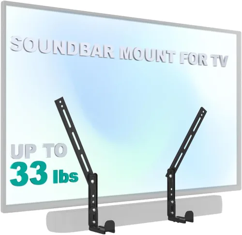 WALI Soporte universal para barra de sonido para TV, soporte resistente para montaje por encima o debajo de la pantalla, longitud de hasta 16.7