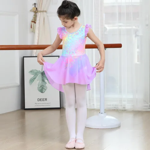 Miniatura 51 de LUOUSE Elegante leotardo de ballet para niñas con falda, mangas con volantes y volantes, perfecto para baile y gimnasia