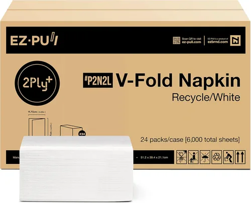 EZ-Pull Premium - Servilleta entrelazada reciclada de 2 capas, blanco reciclado, 24 x 250 hojas, P2N2L (N4)