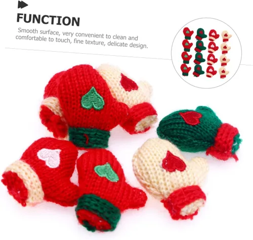 Miniatura 9 de EXCEART Guantes en miniatura, 16 piezas de mini guantes tejidos pequeños adornos de punto muñeca pequeña DIY suministros de manualidades DIY mini