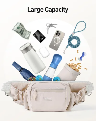 Miniatura 4 de AGPTEK Riñonera para pasear perros, bolsa de entrenamiento de perros de gran capacidad, bolsa de cintura con bolsa extraíble para aperitivos