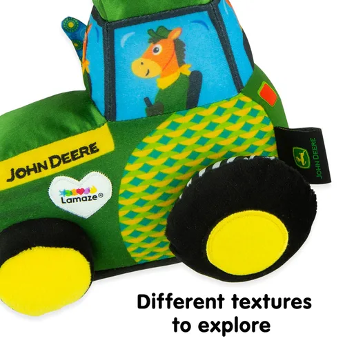 Miniatura 4 de Lamaze John Deere Tractor Asiento de coche y cochecito de juguete, juguete colgante suave con colores de alto contraste para viajes, juguete