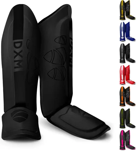 DXM SPORTS Espinilleras de artes marciales kickboxing con protección en el empeine para Muay Thai, boxeo, artes marciales, karate, taekwondo,