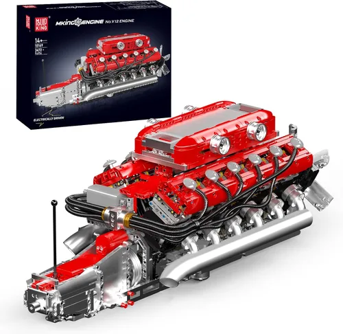 Miniatura 6 de Mould King 10200 Kit de Modelo de Motor V8 para Camión, Kit de Modelo de Motor MOC con Transmisión, Kit de Construcción de Modelo de Ingeniería