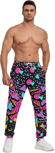 Miniatura 4 de Pantalones deportivos para hombre, disfraces de entrenamiento de los años 80, divertidos pantalones deportivos con bolsillos, pantalones deportivos
