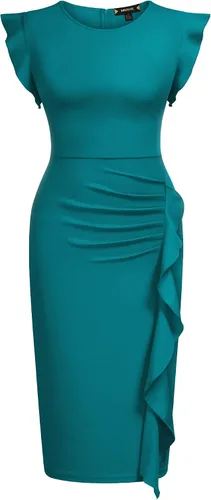 Miniatura 5 de Miusol vestido de cóctel con volantes, estilo clásico, para mujer