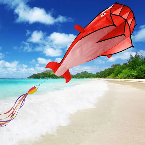 Miniatura 2 de Cometa grande azul delfín, parafoil suave sin marco, cometa gigante 3D IMAGE Breeze Beach Kites para exteriores, playa