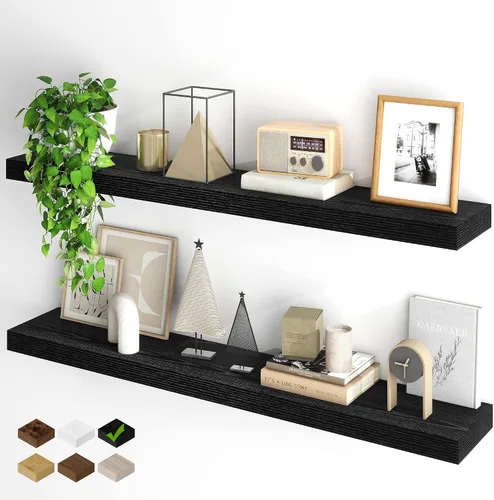 Miniatura 78 de Fun Memories Estantes flotantes para pared, estantes flotantes de 48 pulgadas de largo, juego de 1, estante colgante con soportes invisibles