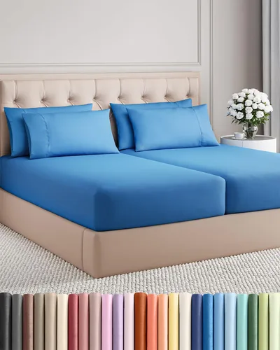 Miniatura 29 de Juego de sábanas Queen de 6 piezas, sábanas tamaño Queen, ropa de cama suave de lujo de hotel, refrescante, cómoda y transpirable, 1 encimera, 1 26