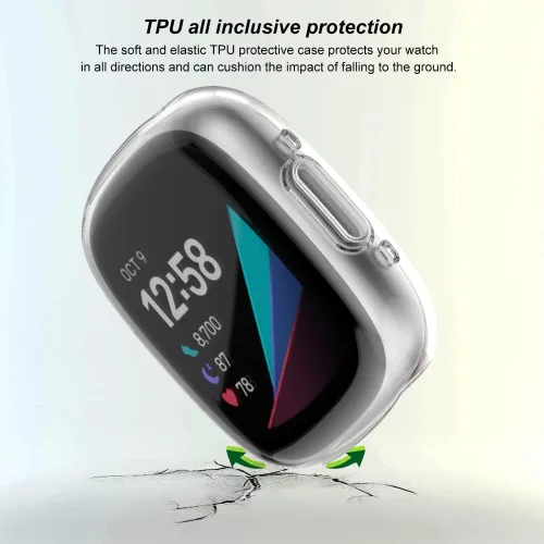 Miniatura 4 de Rc-Z Funda protectora para Fitbit Sense & Versa 3 con protector de pantalla, paquete de 4, material de TPU antiarañazos, compatible con versiones