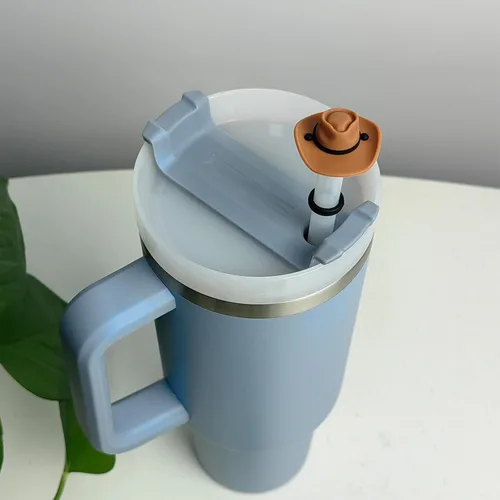 Miniatura 4 de HOMDSG Paquete de 4 cubiertas de pajita de sombrero de vaquero de silicona compatibles con la taza Stanley de 30 y 40 oz, lindo accesorio divertido