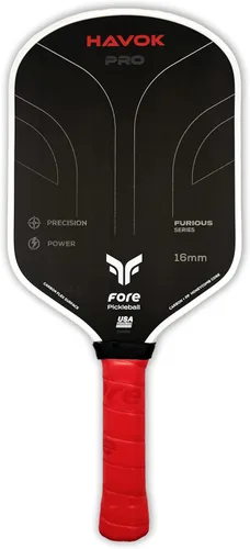 Havok Pro Pickleball Paddle: Carbon Fiber Surface for Enhanced Power, Precision and Maximum Spin - Large Sweet Spot and USAPA Approved Rojo