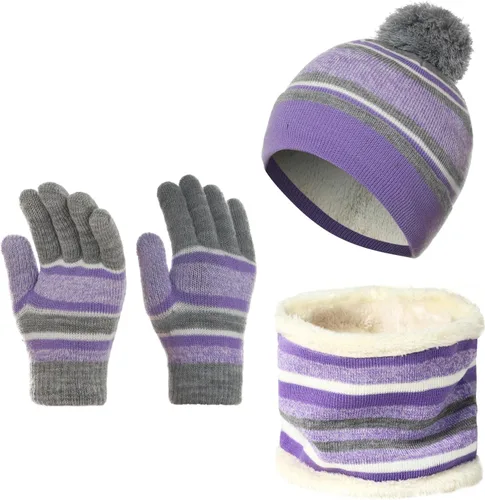 Miniatura 31 de Azarxis Gorro de niños con pasamontañas de forro polar para esquí, máscara facial de invierno, gorro ajustable con calentador doble para el cuello