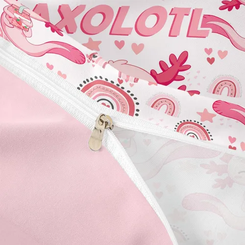Miniatura 6 de Lindo juego de funda de edredón para niños, tamaño individual, juego de ropa de cama de dibujos animados Salamandra, ajolote océano, decoración
