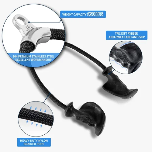Miniatura 4 de HXD-ERGO Cuerda de tríceps con asas ergonómicas, cuerda de jalón de tríceps de 36 pulgadas para máquina de cable, sistema de polea, accesorio