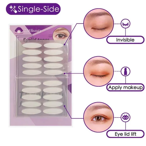 Miniatura 2 de 200 pares de calcomanías grandes naturales invisibles de un lado para párpados, impermeables, transpirables, autoadhesivas, tira de elevación