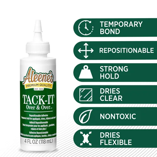 Miniatura 3 de Aleene's Tack-It Over & Over - Pegamento líquido reposicionable y extraíble, 4 fl oz, Transparente
