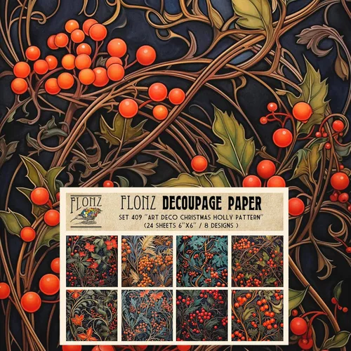 Miniatura 10 de Paquete de papel para decoupage (24 hojas 15x15 cm) # Papel con patrón estilo vintage Mystical Blizzard para decoupage, manualidades y álbumes de 34