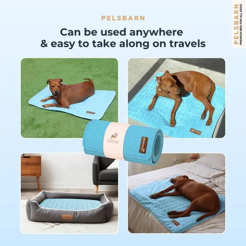 Miniatura 7 de Pelsbarn Tapete refrescante para perros, comodidad de verano de seda de hielo, auto refrescante, antideslizante, duradera y lavable, tapete
