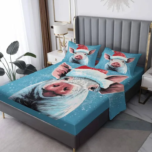 Miniatura 10 de Sábanas de alce de Navidad tamaño King – Sábanas de cama de animales del bosque, microfibra suave, bolsillo profundo, sábanas y fundas de almohada