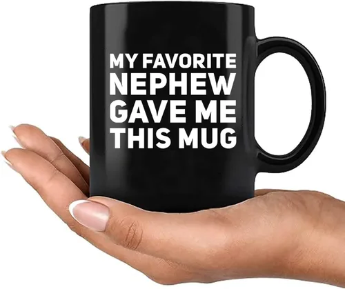 Miniatura 8 de Taza de café de cerámica con texto en inglés «My Favorite Nephew Gave Me This Gift To Uncle Auntie», para el Día de la Madre, Día del Padre