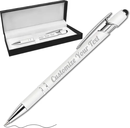 Miniatura 21 de Hasta 500 bolígrafos personalizados a granel con lápiz capacitivo, grabado, juego de bolígrafos con tu nombre, texto para mujeres de negocios