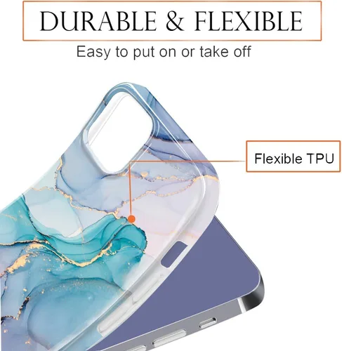 Miniatura 6 de luolnh Funda dorada brillante compatible con iPhone 15 Plus, diseño de mármol, a prueba de golpes, delgada y suave, funda de silicona para iPhone 15